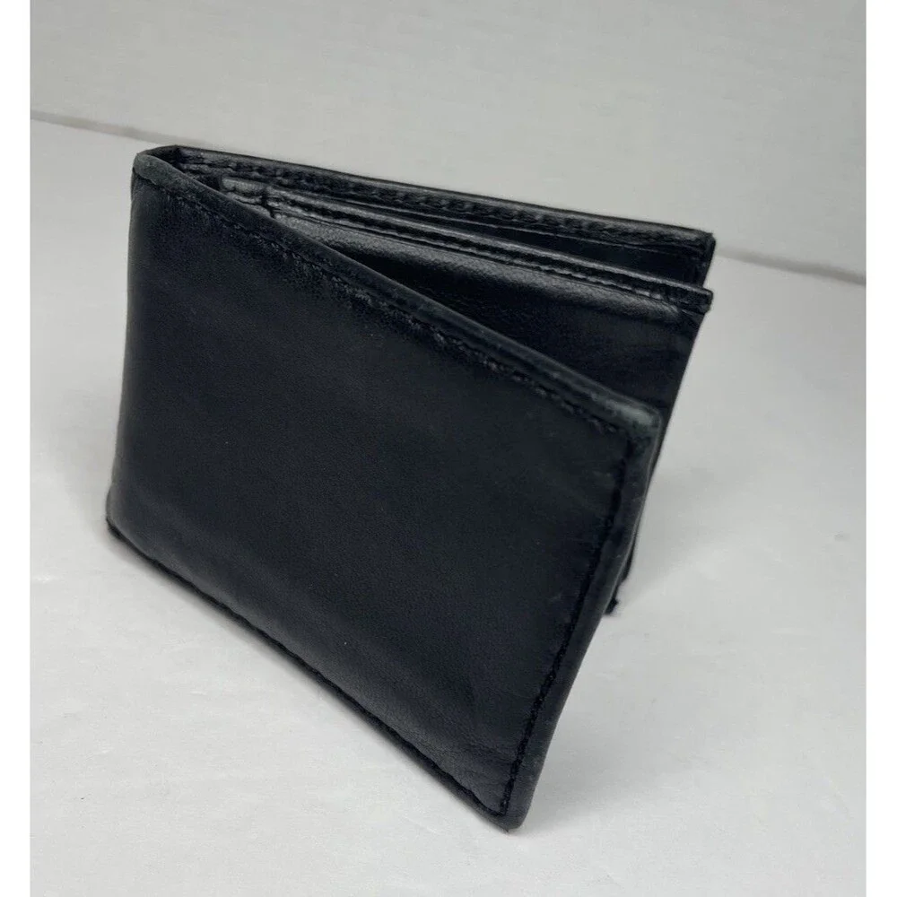 Tasso Elba Men's Black Lambs Leather Bifold Wallet